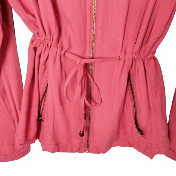 WET SEAL Womens XL Pink Utility Jacket Full Zip Front Drawstring Waist‎ Pockets - Picture 5 of 10
